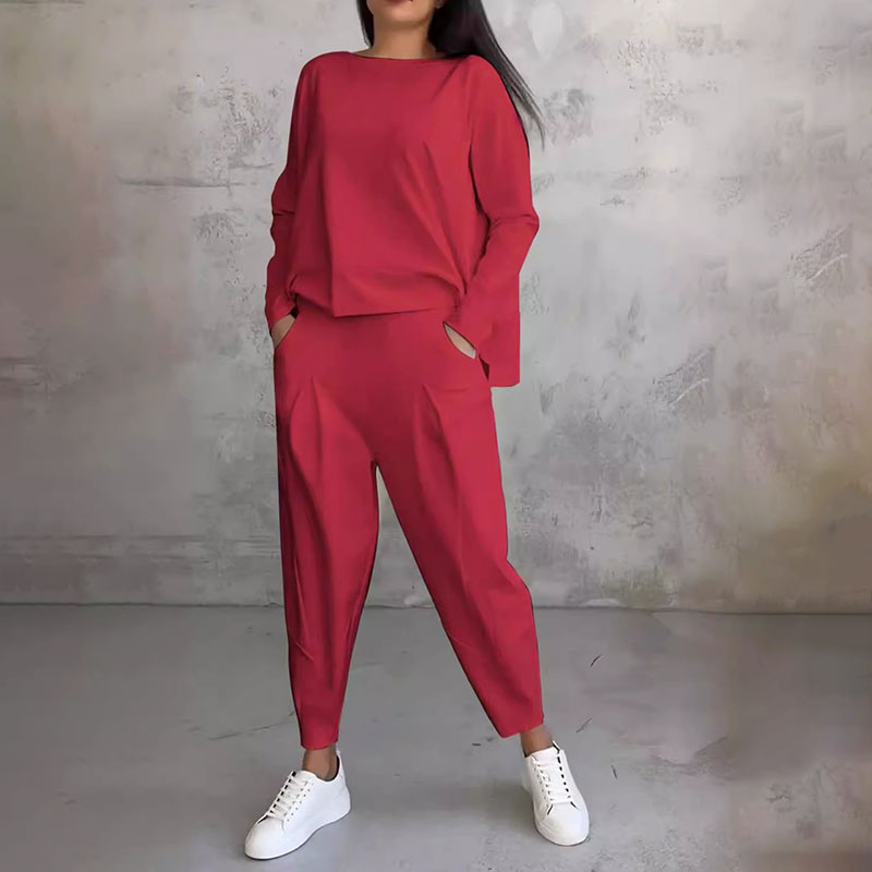 🔥Summer Sale🔥Round-Neck Long-Sleeved Top&Pants 2-Piece Set