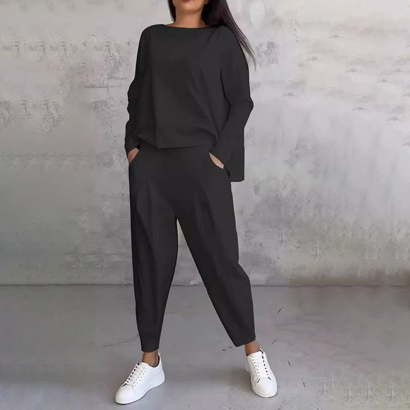 🔥Summer Sale🔥Round-Neck Long-Sleeved Top&Pants 2-Piece Set