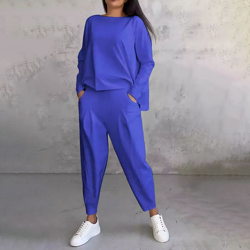 🔥Summer Sale🔥Round-Neck Long-Sleeved Top&Pants 2-Piece Set