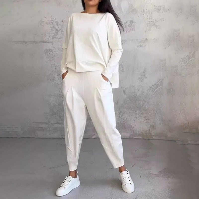 🔥Summer Sale🔥Round-Neck Long-Sleeved Top&Pants 2-Piece Set