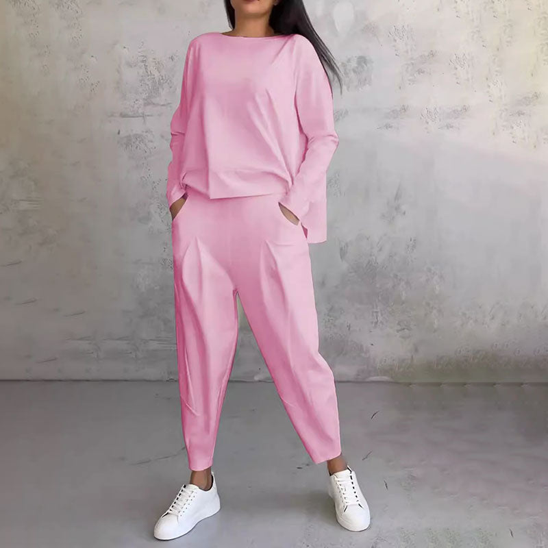 🔥Summer Sale🔥Round-Neck Long-Sleeved Top&Pants 2-Piece Set